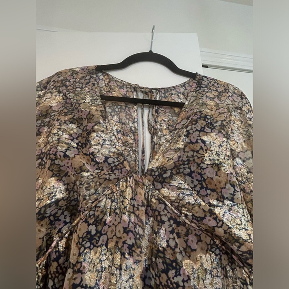 ASOS DESIGN mini smock dress tie waist ditsy Floral print chiffon Petite Size 8 - Picture 6 of 15